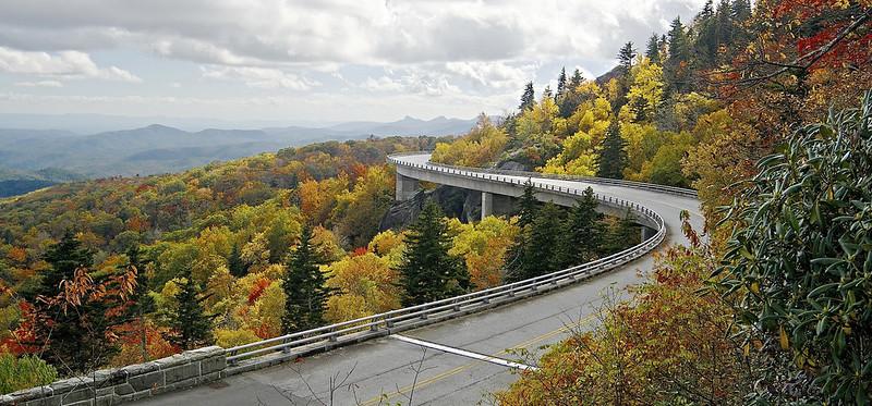 Viaduct spanning a mountainside.