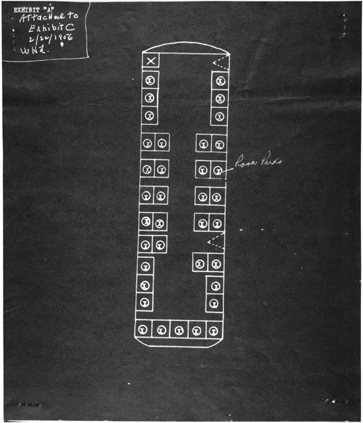 Illustration of bus where Rosa Parks sat, December 1, 1955