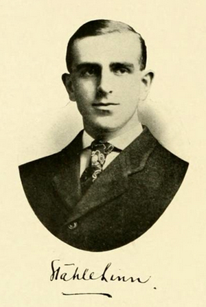 Senior portrait of Stahle Linn, from the 1907 University of North Carolina yearbook <i>The Yackety Yack,</i> Volume VII, p. 48, published by the Literary Societies and Fraternities, University of North Carolina, Chapel Hill, North Carolina. 