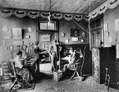 Employees of the North Carolina Mutual Life Insurance Company in 1906. Left to right: Susan V. Gille Norfleet, C. C. Spaulding Sr., and John Merrick. North Carolina Collection, University of North Carolina at Chapel Hill Library.